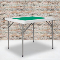 Flash Furniture DAD-MJZ-88-GG 34.5'' Square Granite White Folding Game Table with Green Playing Surface 